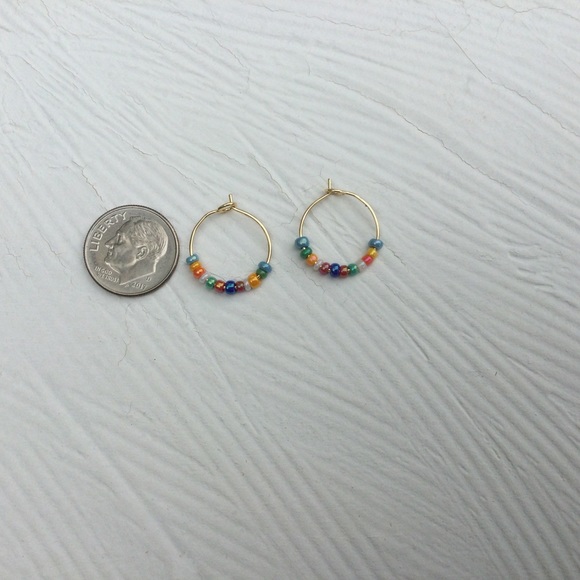 Multicolored Beaded Hoops - Picture 3 of 3